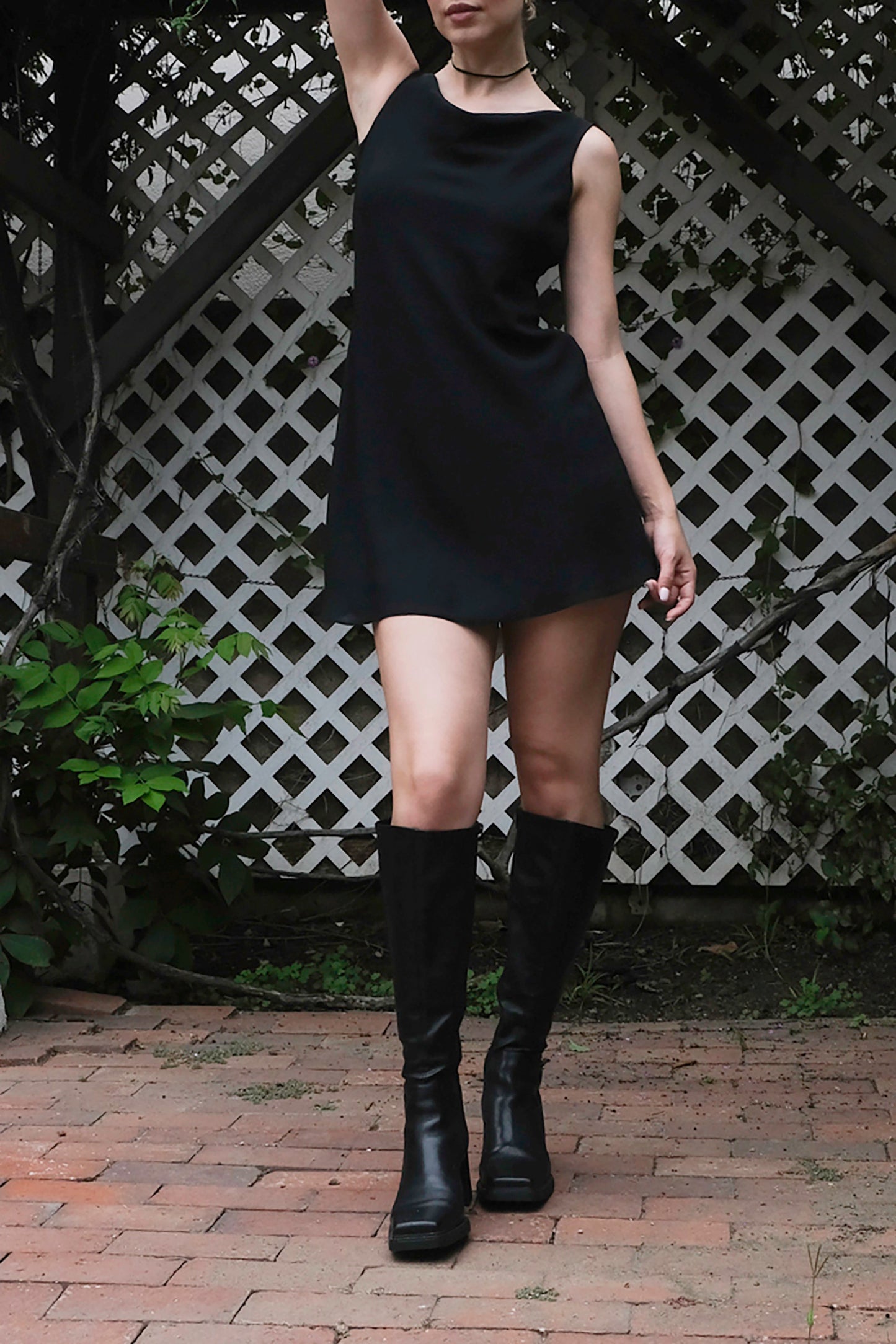 Cowl Neck Black Mini Dress, 90's