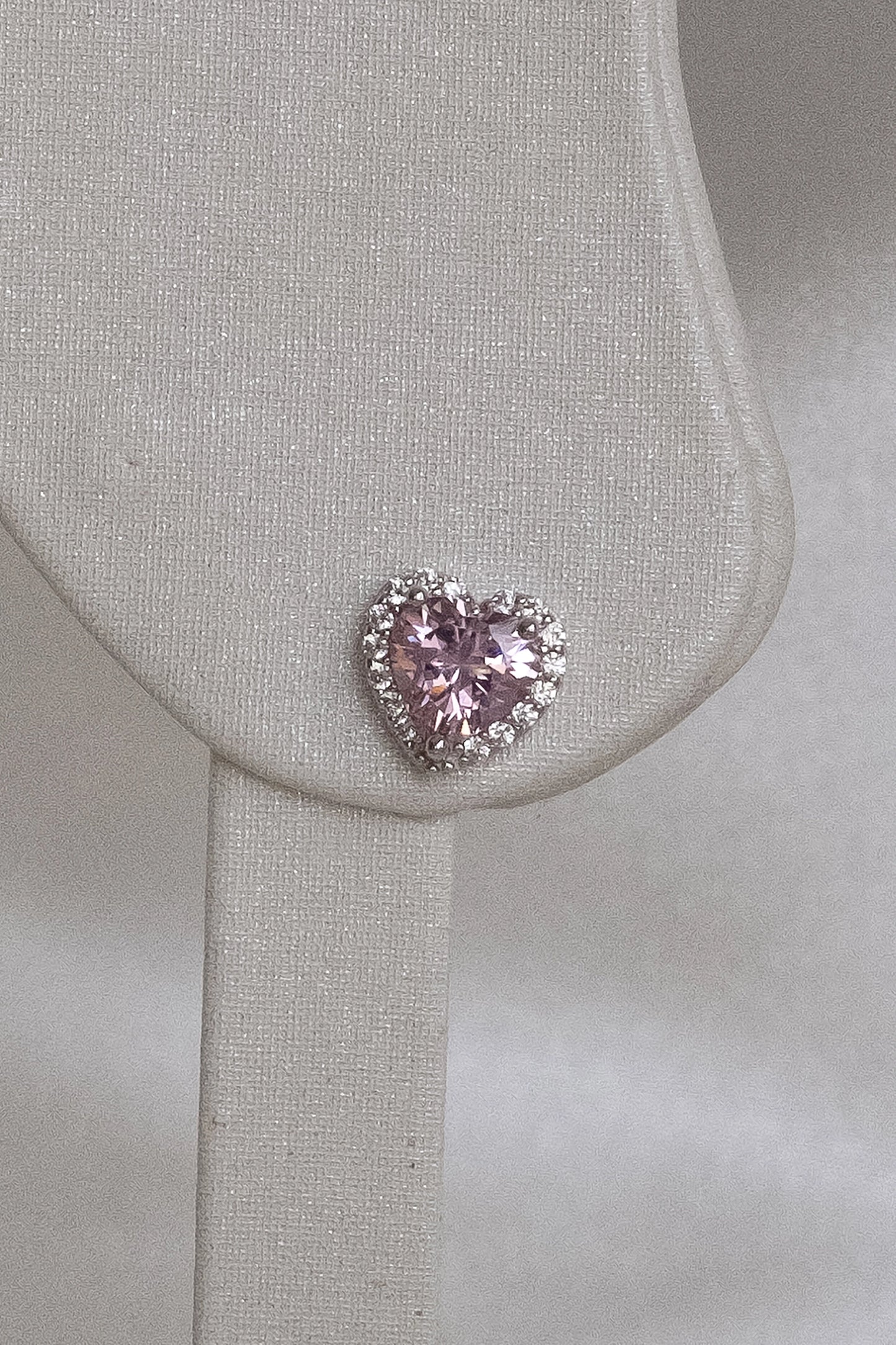 Pink Crystal Heart Studs