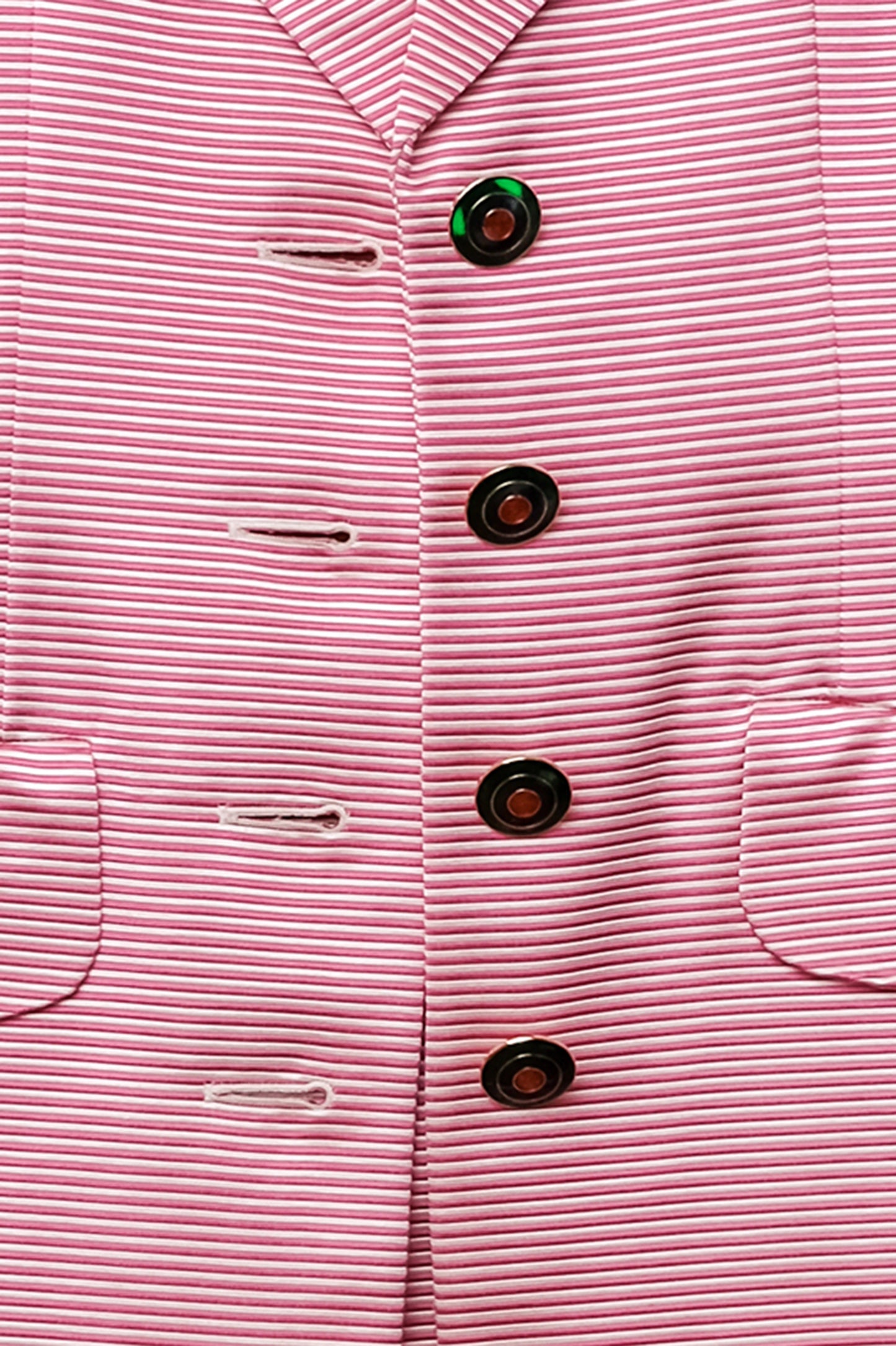 Yves Saint Laurent 80's Hot Pink/White Stripe Jacket Skirt Suit Set, US 10/L