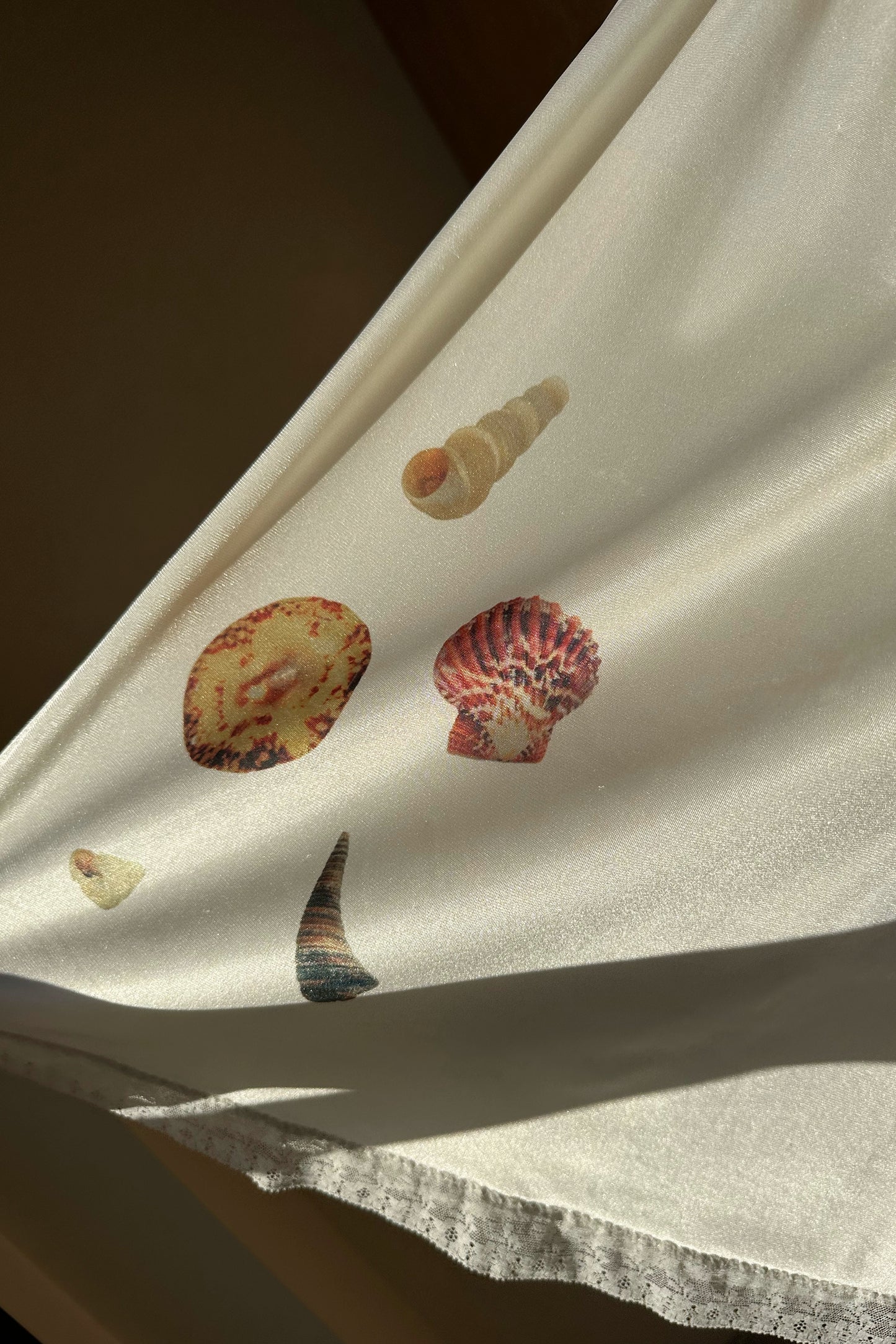 Seashell Ivory White Lingerie Skirt US 8 M/L, Upcycled Vintage