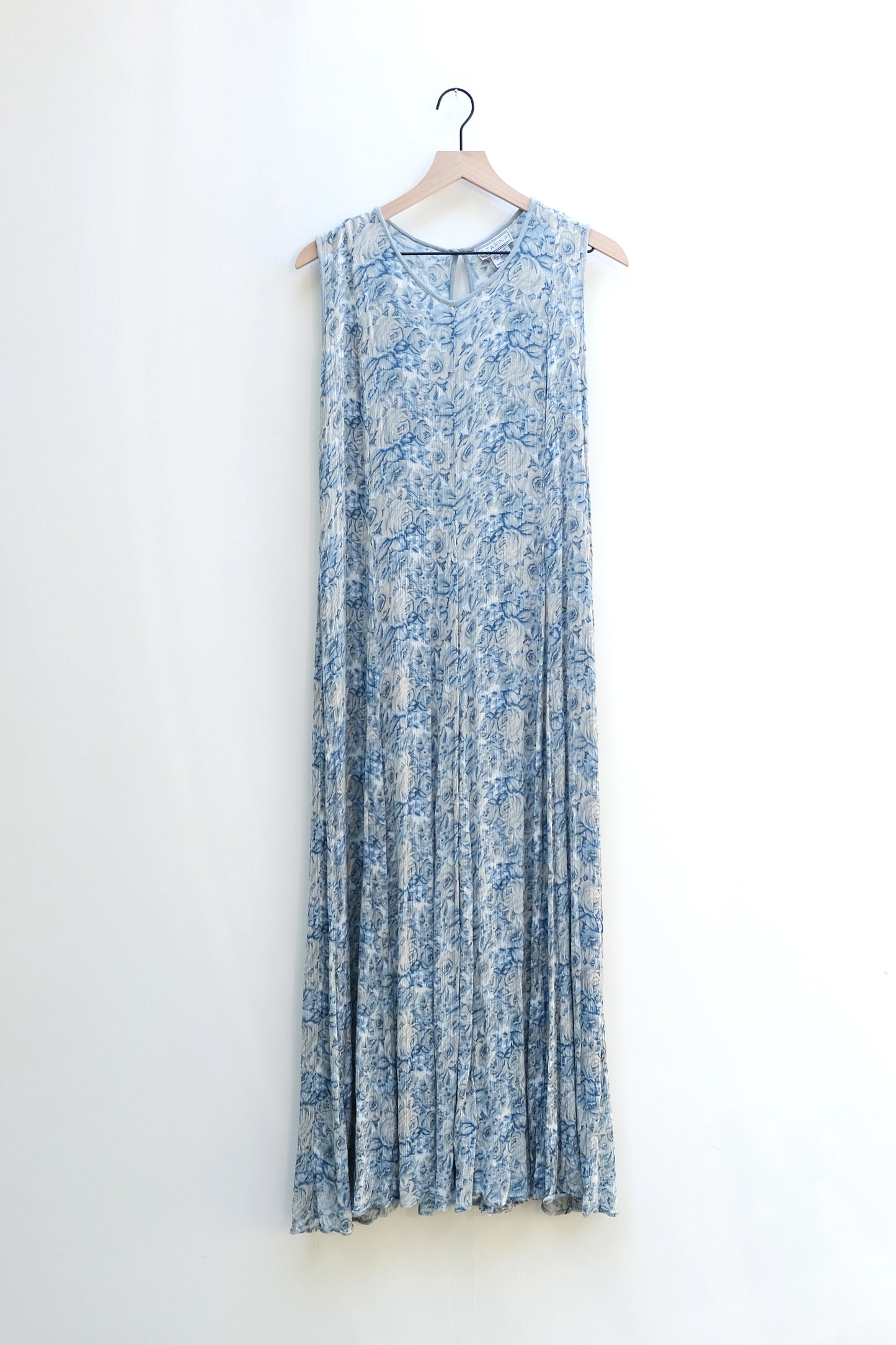 Starina Blue Floral Boho Maxi Dress 90's