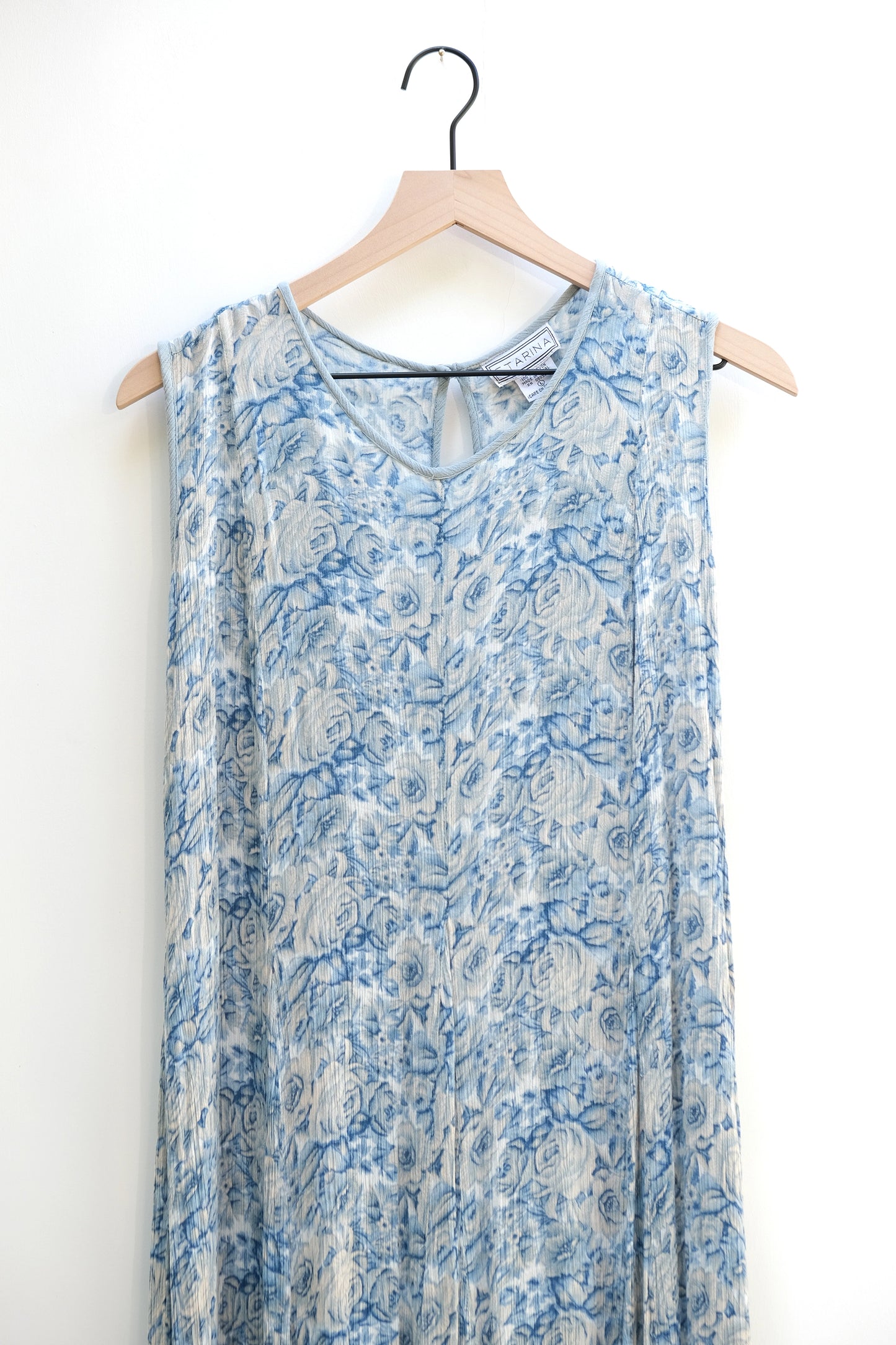 Starina Blue Floral Boho Maxi Dress 90's