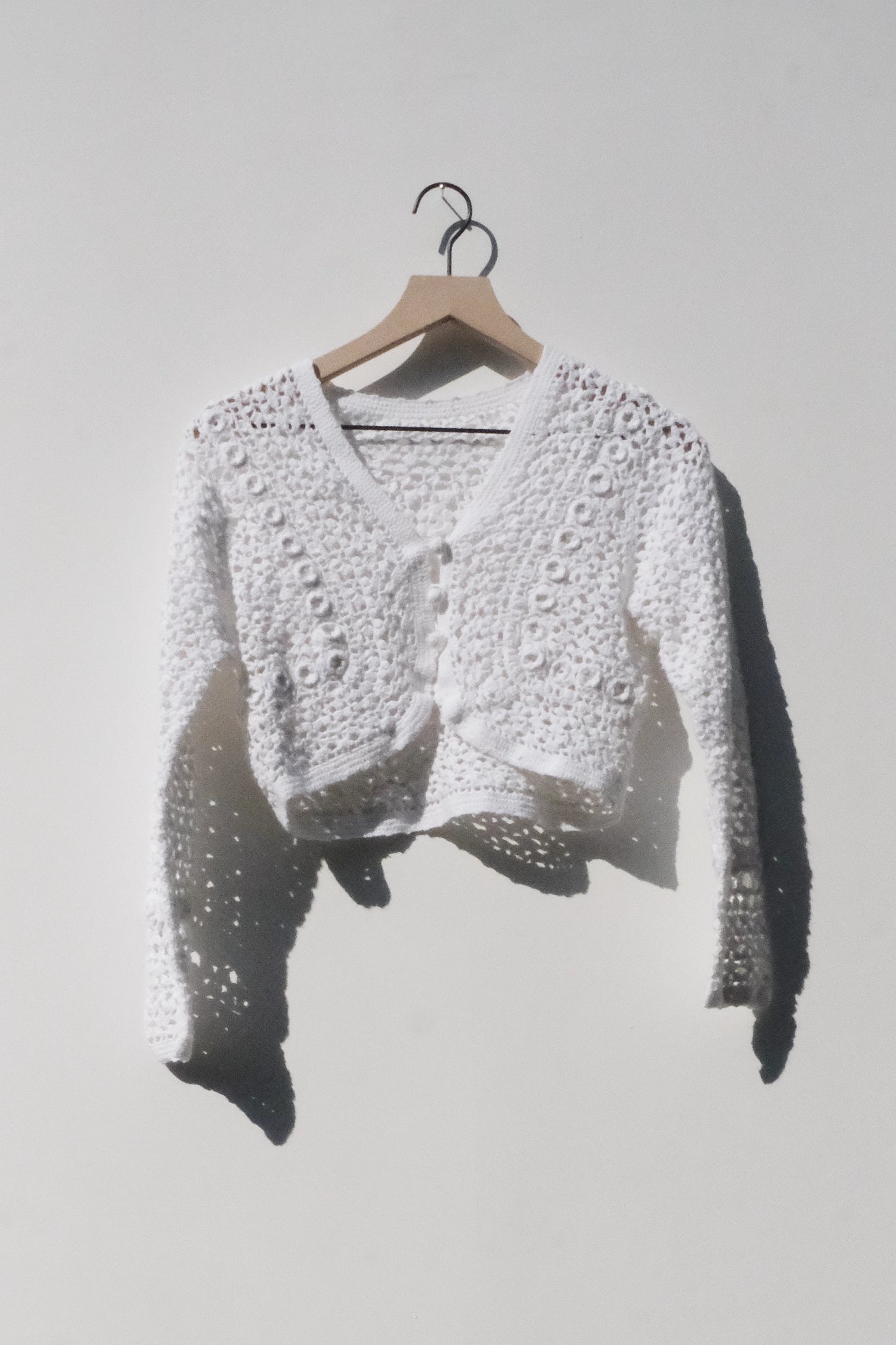 White Crochet Cropped Shrug