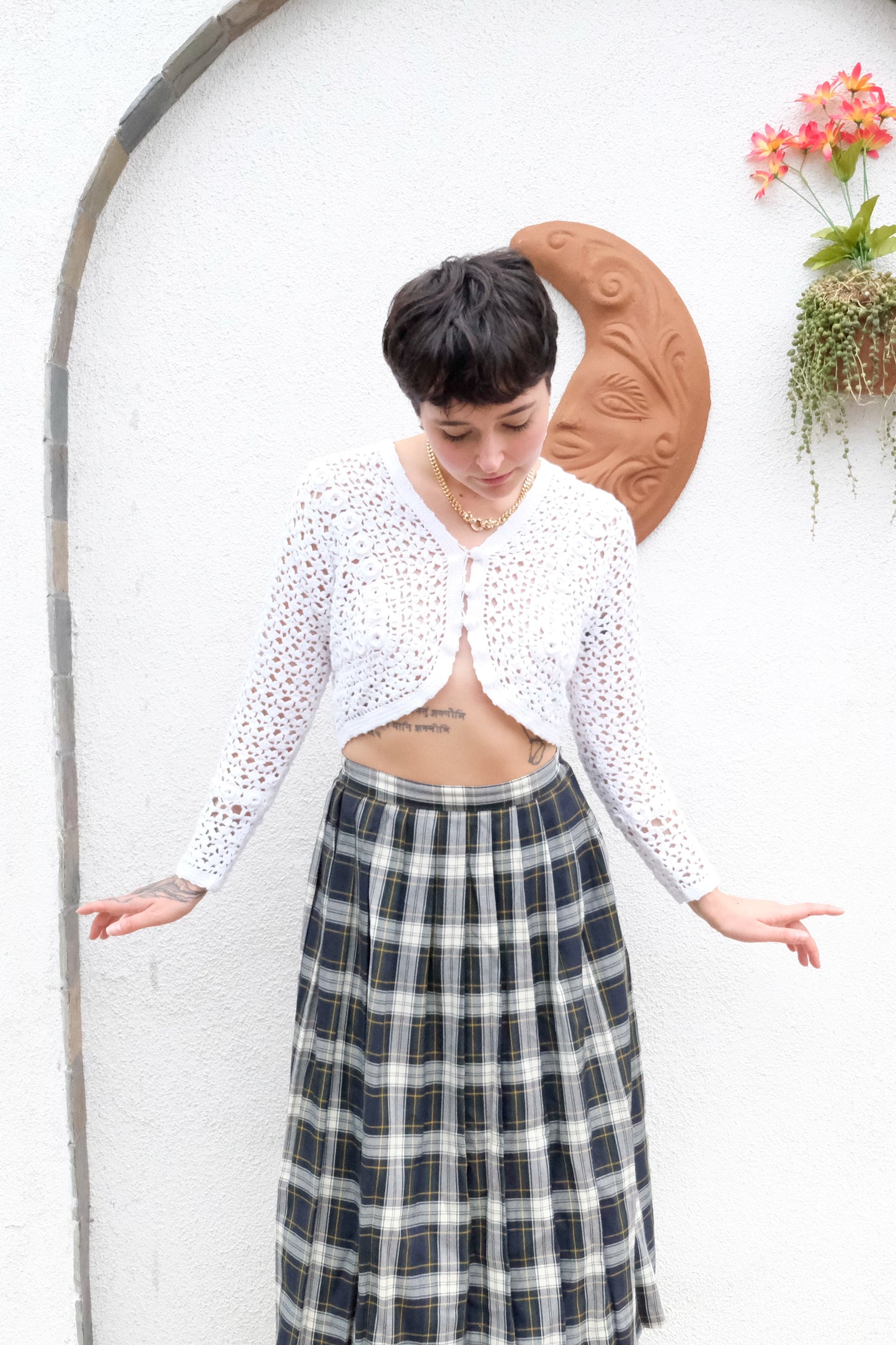 White Crochet Cropped Shrug