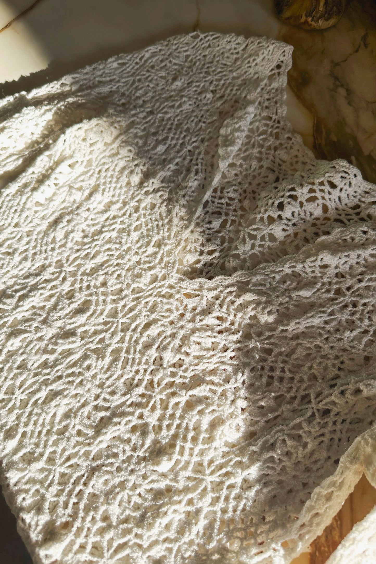 White Crochet Knit Dress Swim Cover US 6 S/M 90's