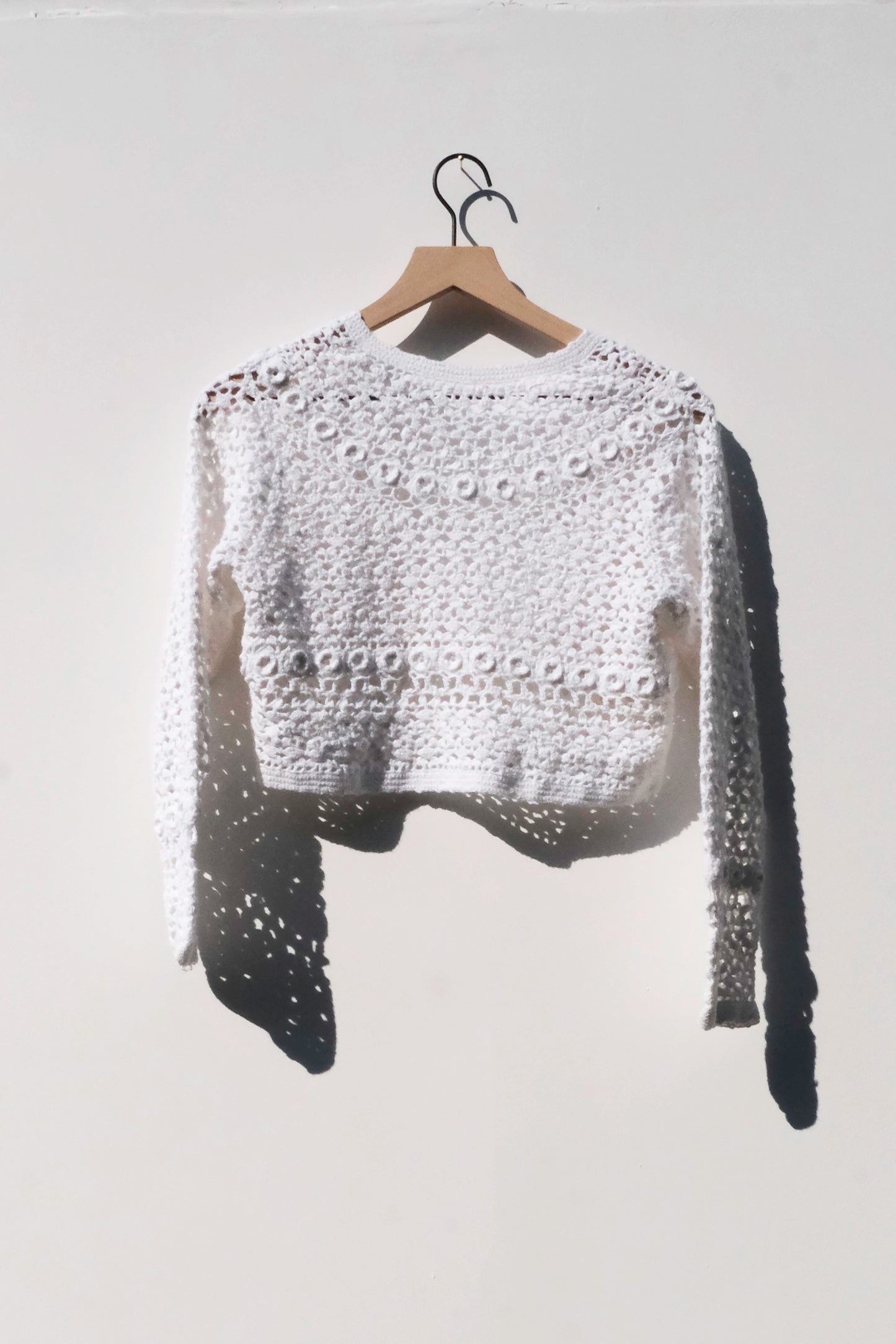 White Crochet Cropped Shrug