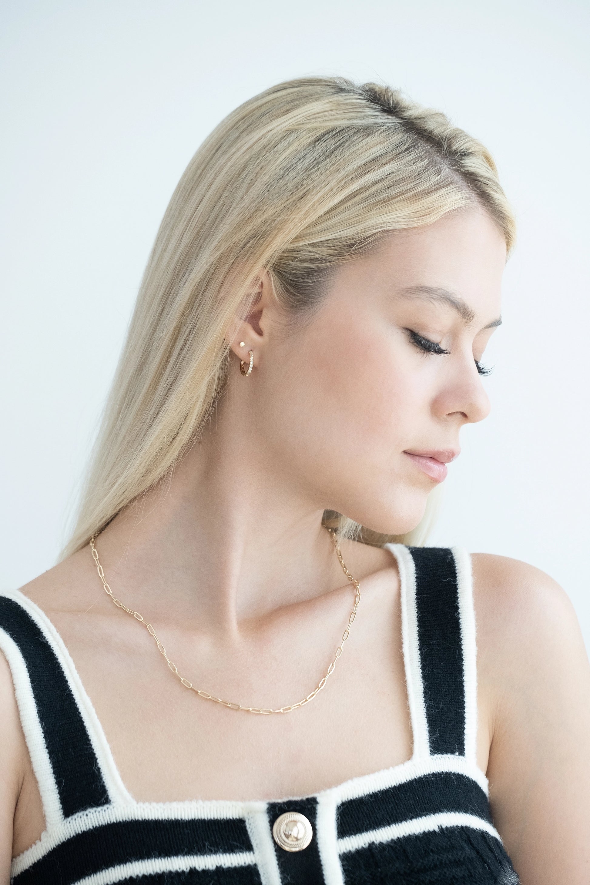 Cher Crystal Hoops - cream