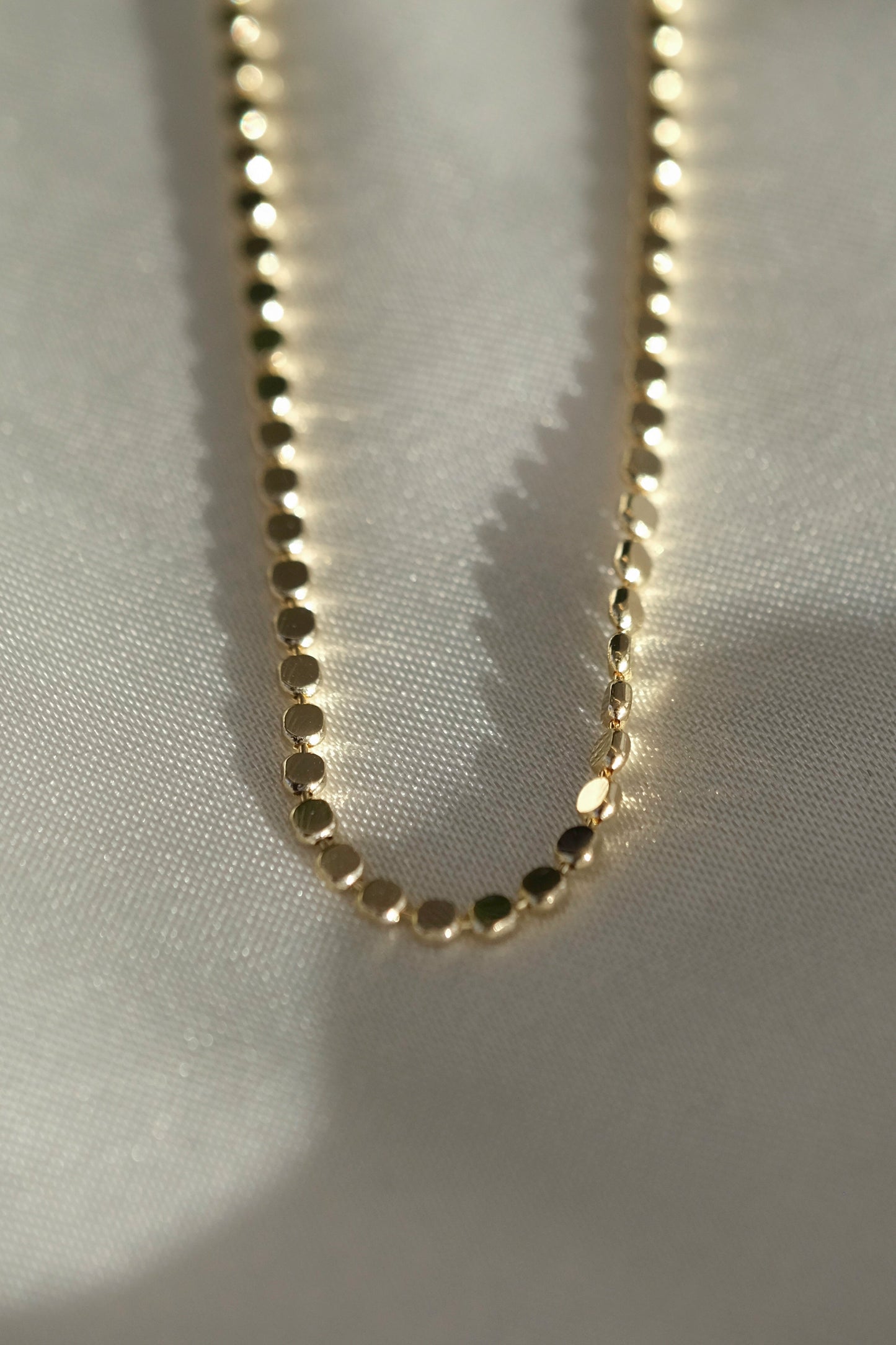 Flat Ball Chain Necklace - cream