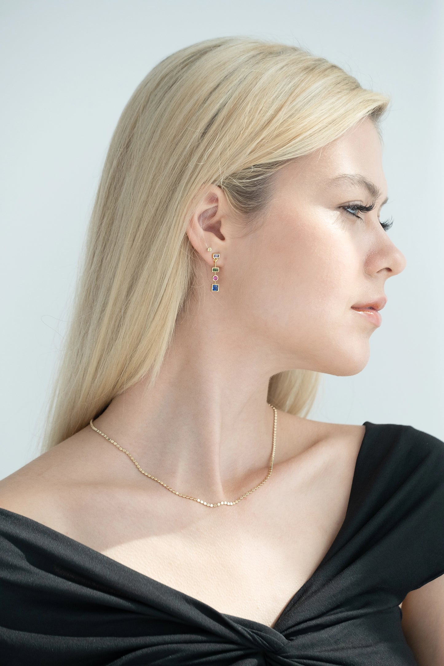Modern Geometric Multicolor Drop Earrings - cream