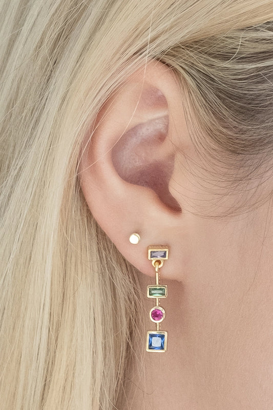 Modern Geometric Multicolor Drop Earrings - cream