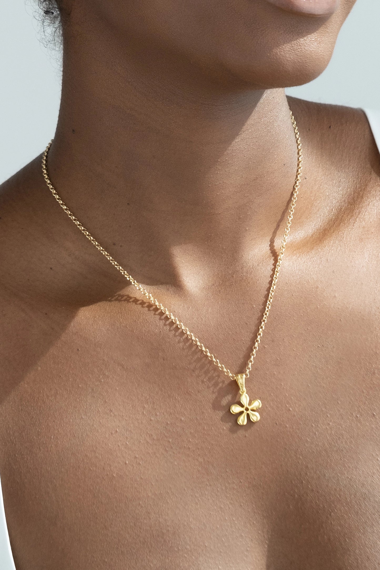 70's daisy charm gold-filled sterling silver on a rolo chain