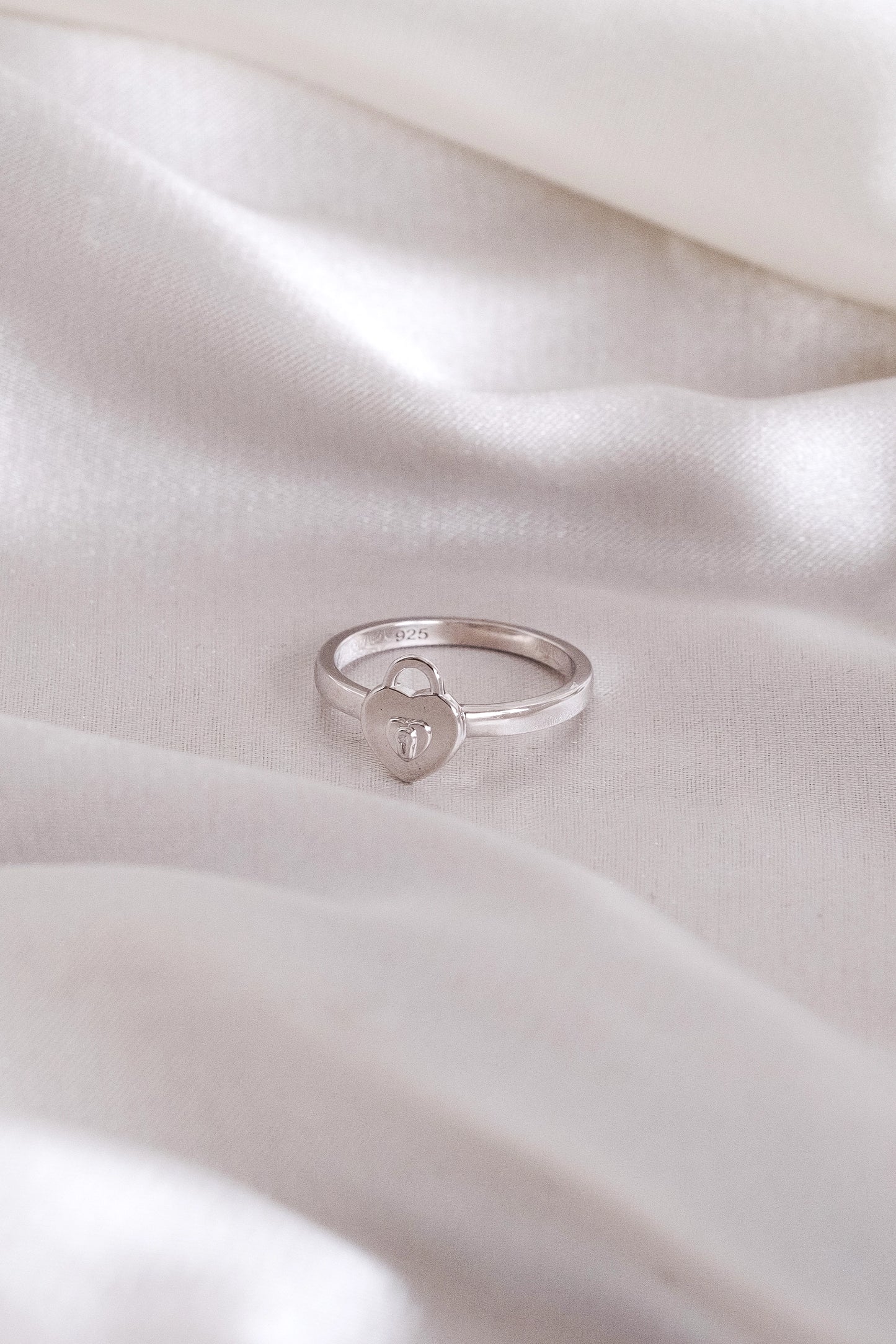 Silver Heart Lock Ring