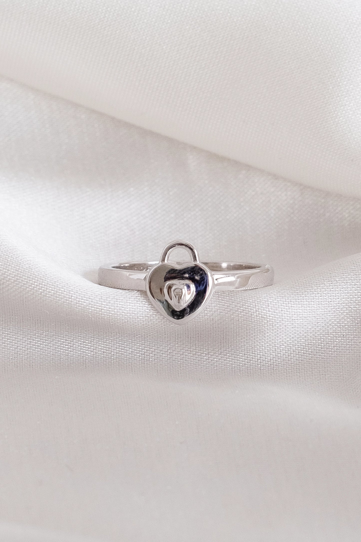 Silver Heart Lock Ring