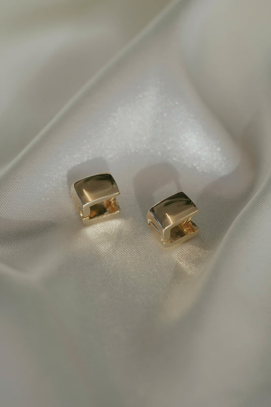 Square Clicker Earrings - cream