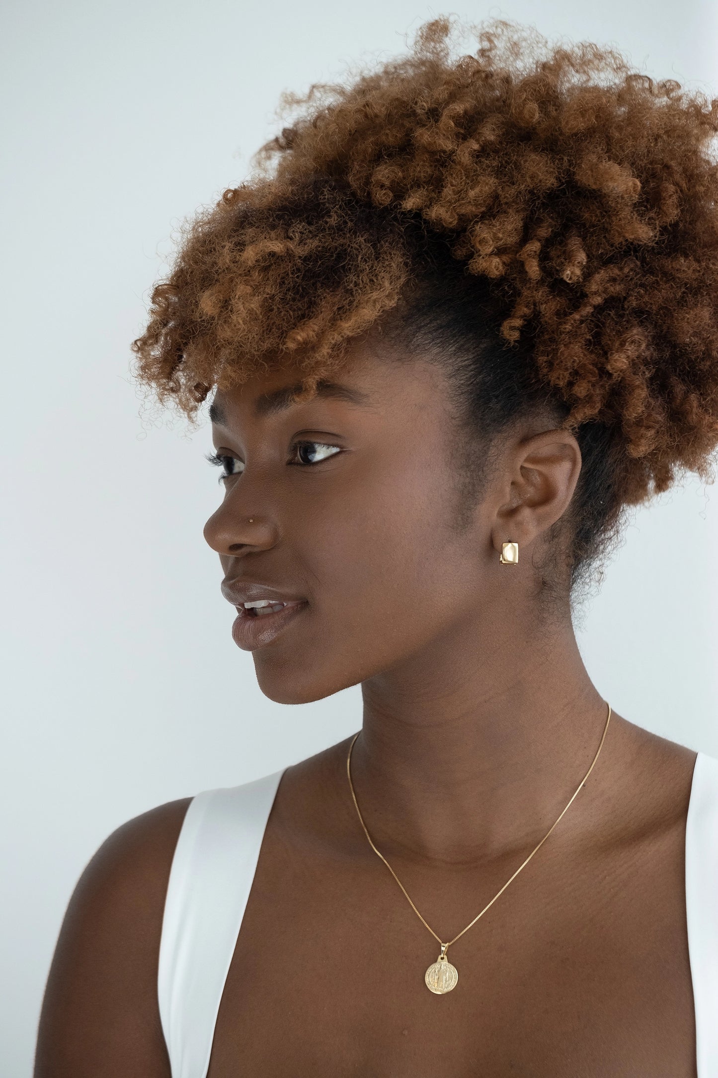 Square Clicker Earrings - cream