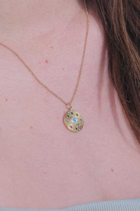 Evil Eye Colorful Coin Necklace
