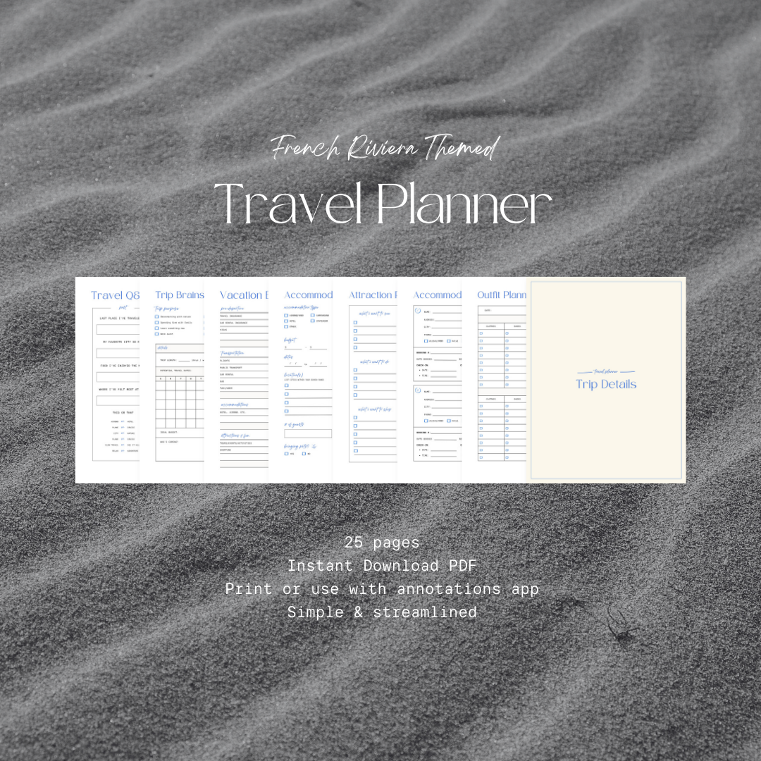French Riviera Travel Planner - Digital Download PDF