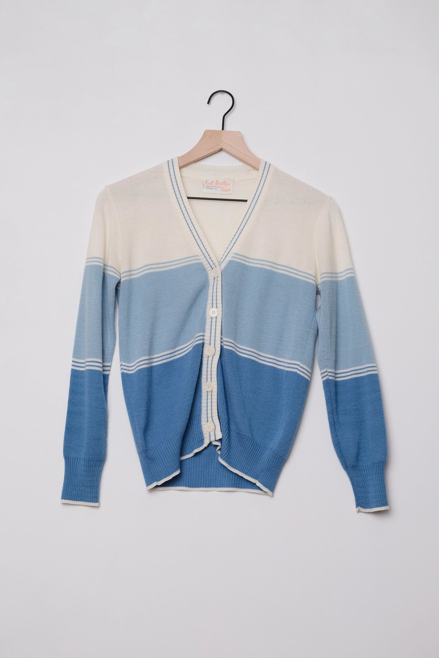Knit Tennis Cardigan Blue Colorblock 70's US 6