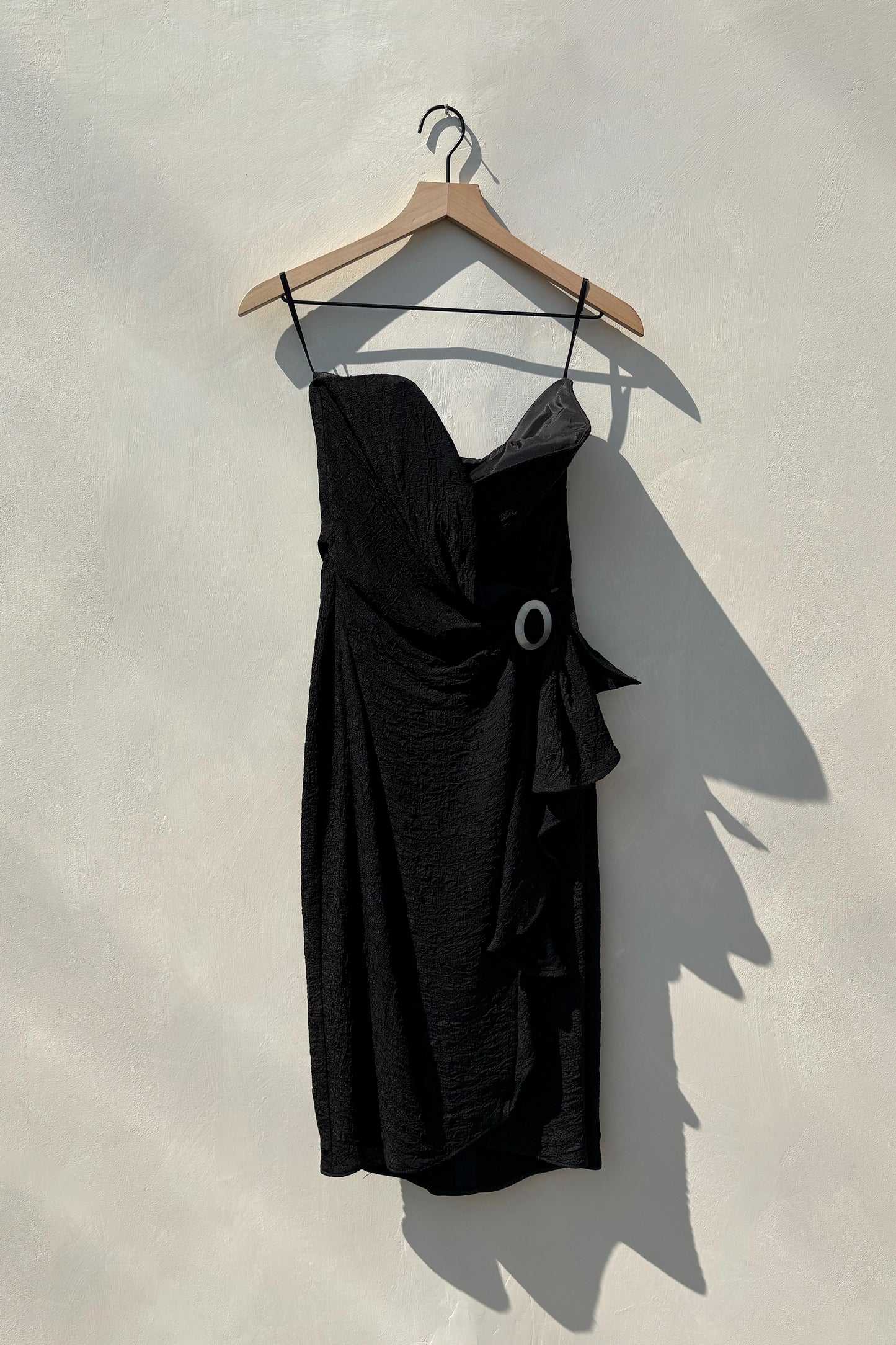 Black 80's/90's Strapless Textured Sweetheart Dress, US 6 S/M Upcycled