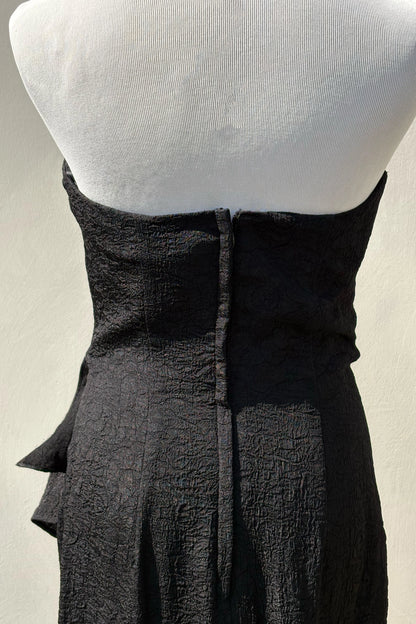 Black 80's/90's Strapless Textured Sweetheart Dress, US 6 S/M Upcycled