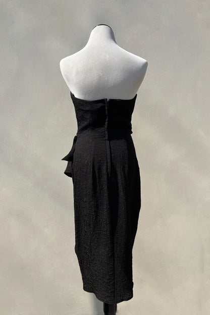 Black 80's/90's Strapless Textured Sweetheart Dress, US 6 S/M Upcycled