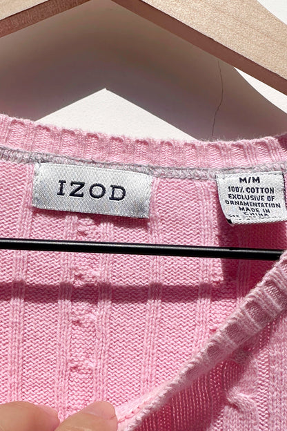 IZOD Bubblegum Pink Cable Knit Cropped Sweater