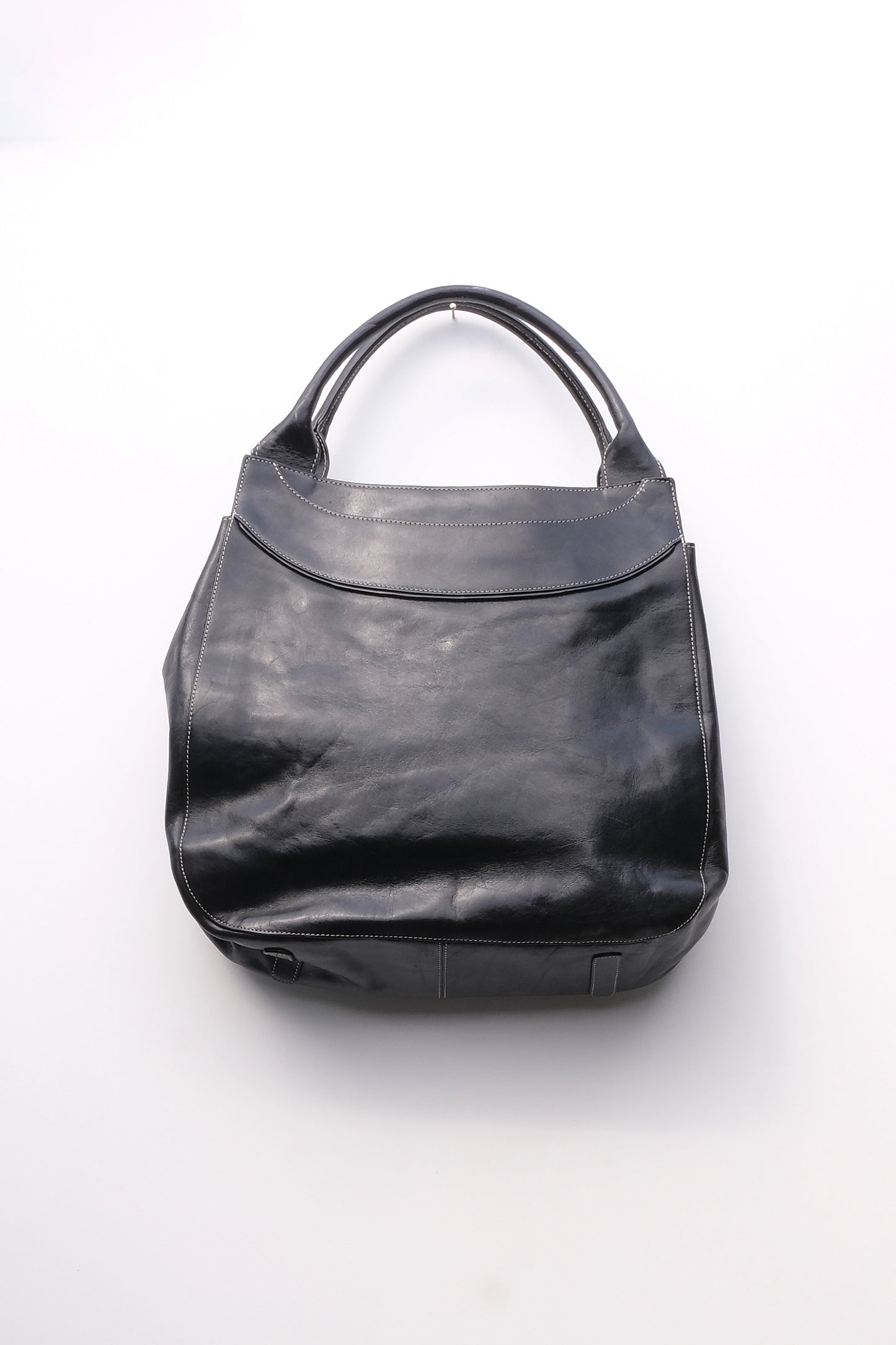 Monsac Oversized Black Leather Shoulder Bag Y2K, Laptop Size
