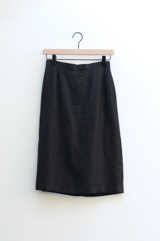 Giorgio Armani Black Linen High Waisted Pencil Skirt US 4, 90's