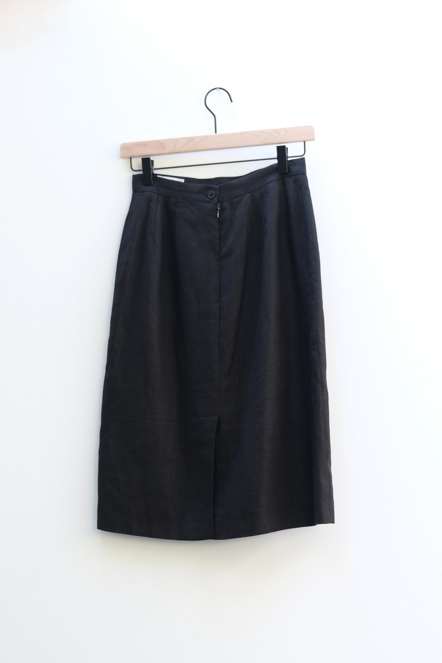 Giorgio Armani Black Linen High Waisted Knee Length Pencil Skirt US 4, 90's