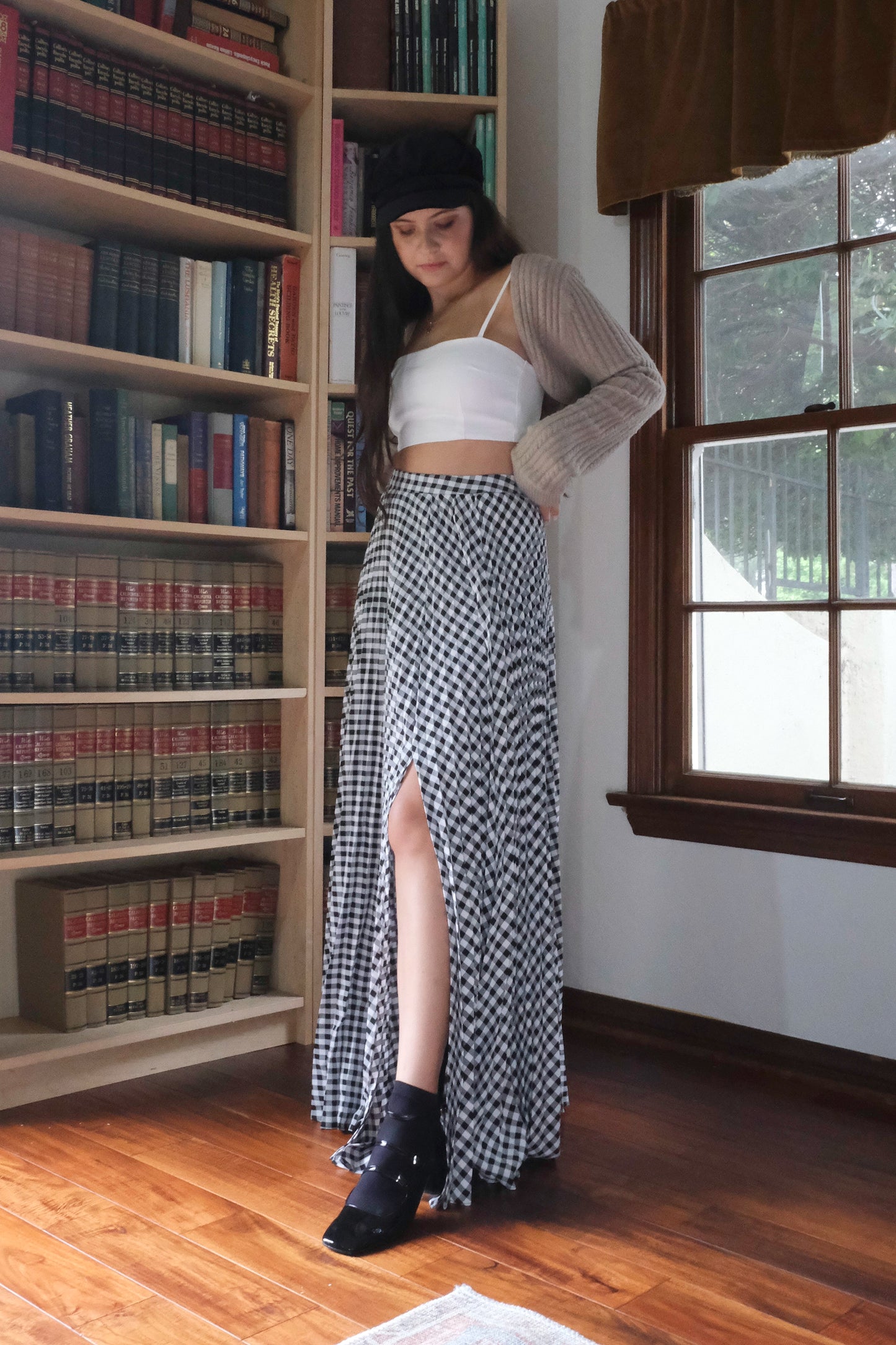 Black & White Gingham Maxi Skirt
