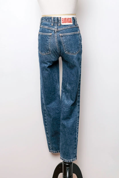 BONGO Mom Jeans Medium Blue Wash Straight Leg US 0 24" x 28", 90's