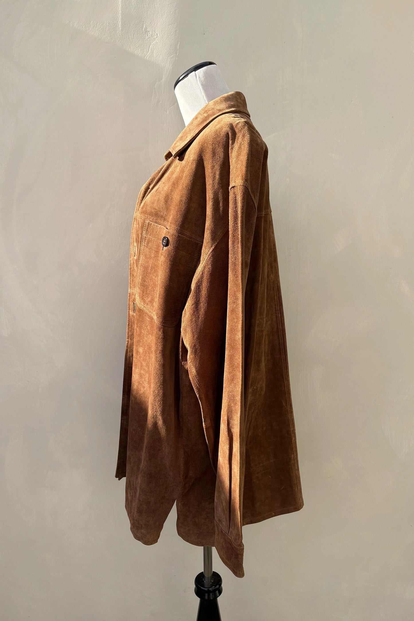 90's Claiborne Cognac Brown Suede Shacket, Large