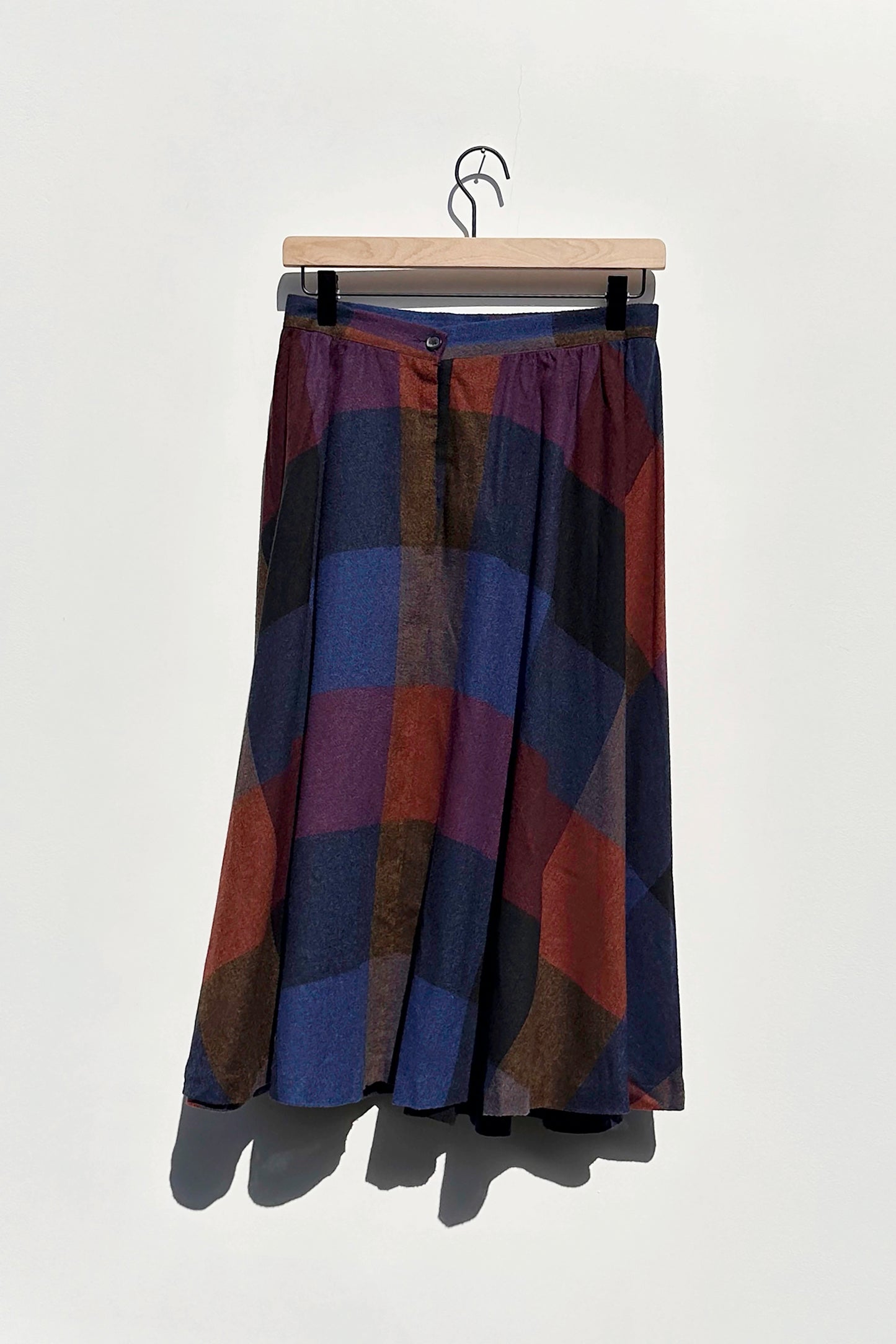 Claude Plaid Midi Skirt, 80's