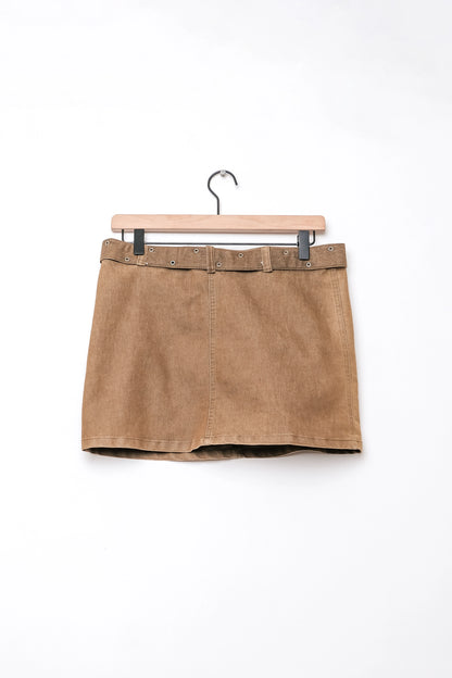 Dees2e Low Rise Brown Belted Mini Skirt US S/M 6, Y2K