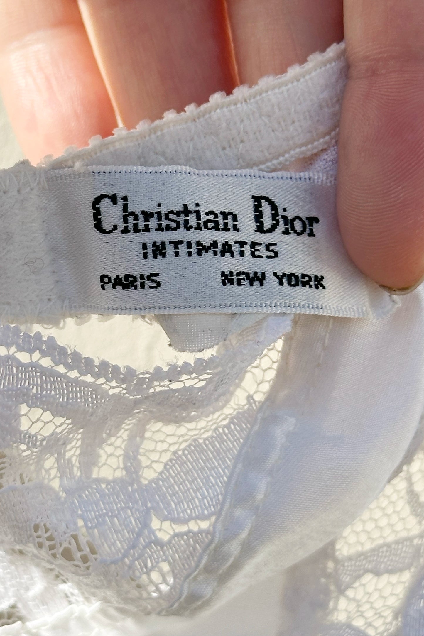 Christian Dior Intimates, White Lace Bra, 90s, 34B, Vintage Lingerie