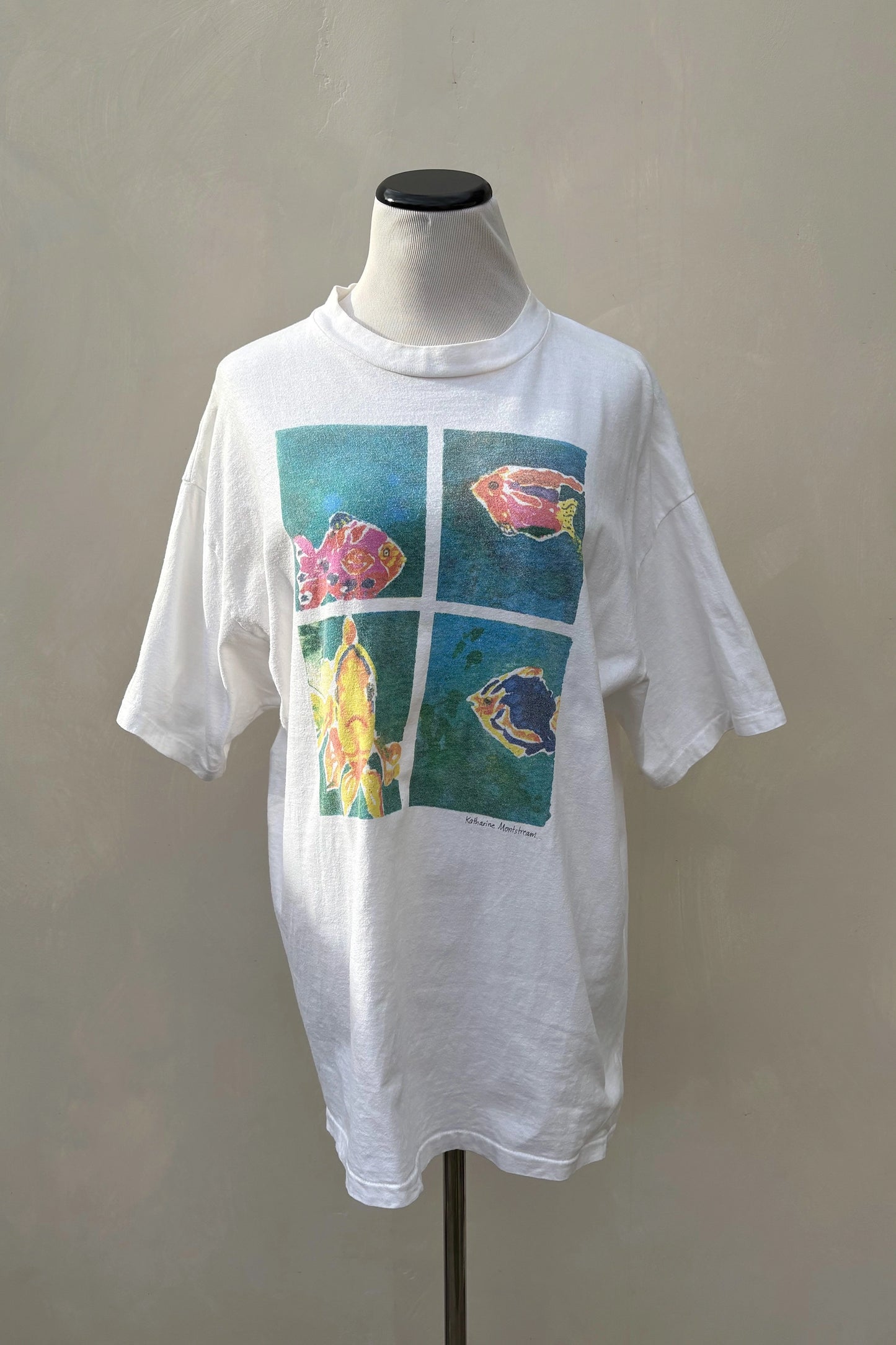 Vintage 90's Fish Watercolor Artist Shirt, XL