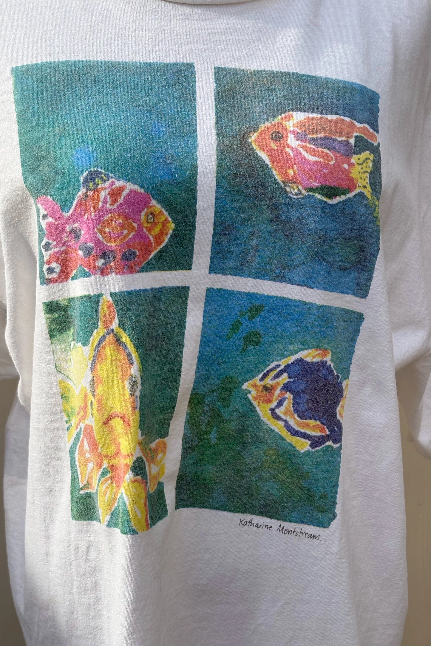 Vintage 90's Fish Watercolor Artist Shirt, XL