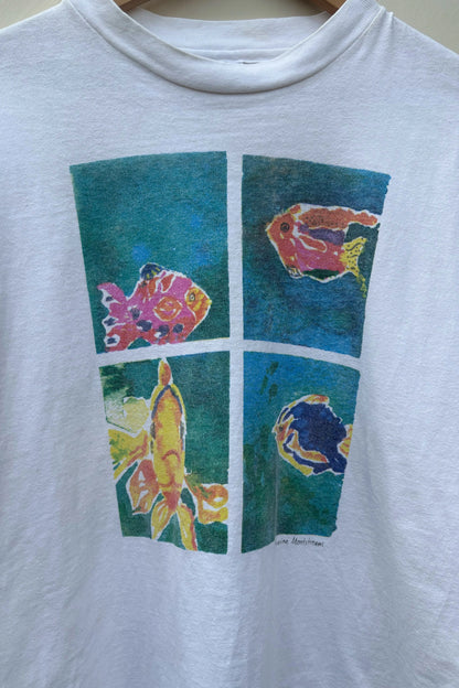 Vintage 90's Fish Watercolor Artist Shirt, XL