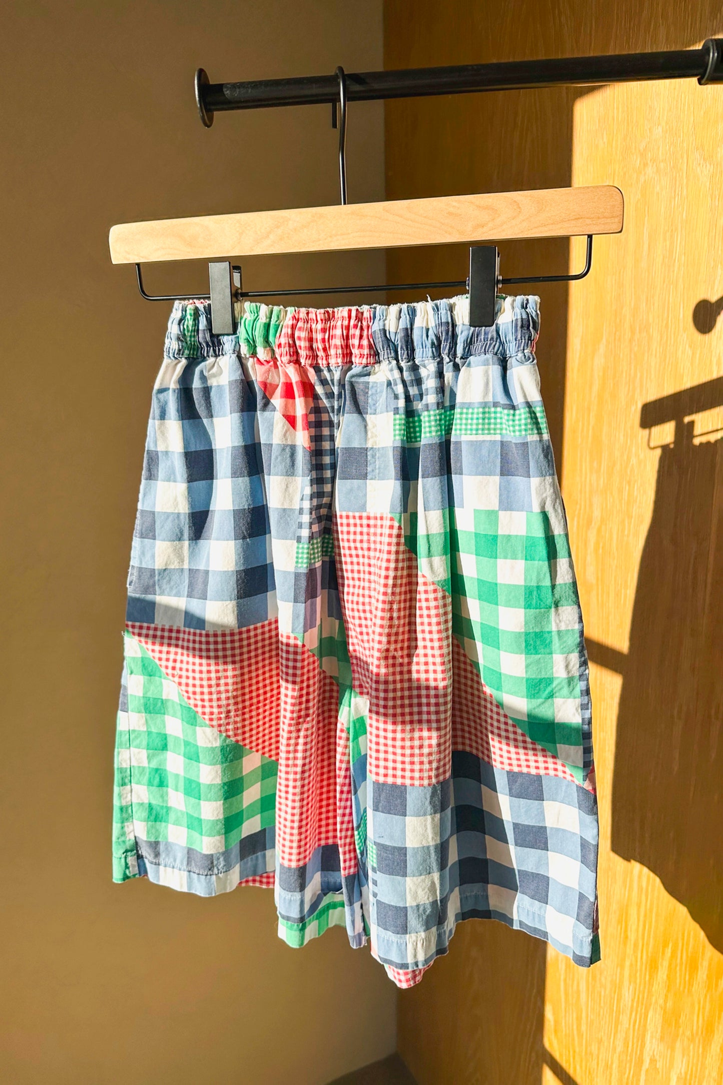 Gingham Patchwork Shorts Cottagecore Red Blue Green US 6 S/M 90s