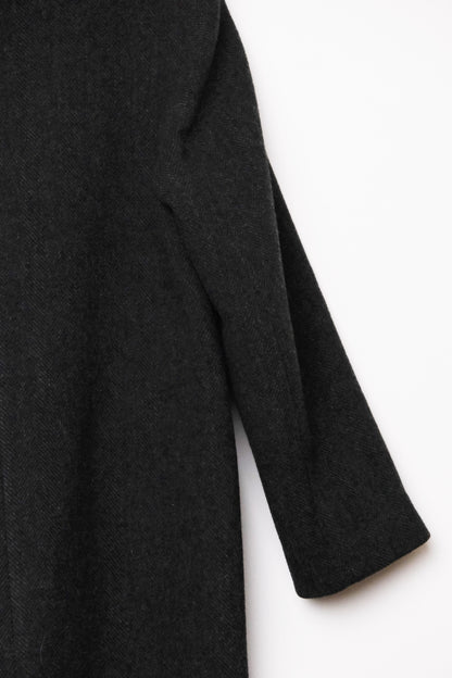 Harvé Benard Grey Wool Tweed Double Breasted Long Coat US 10
