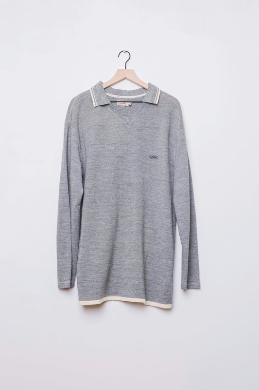 Guess Heather Grey Polo Wool Blend Sweater XL, 90's