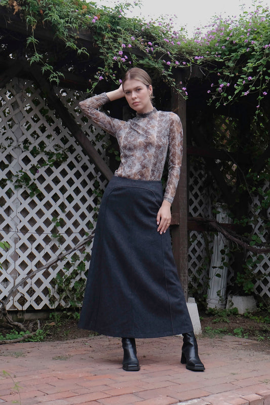 Harvé Benard Wool Grey Midi Skirt, 90's