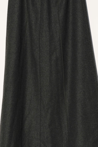 Harvé Benard Wool Grey Midi/Maxi Skirt US 6, 90's Modern Piping Detail