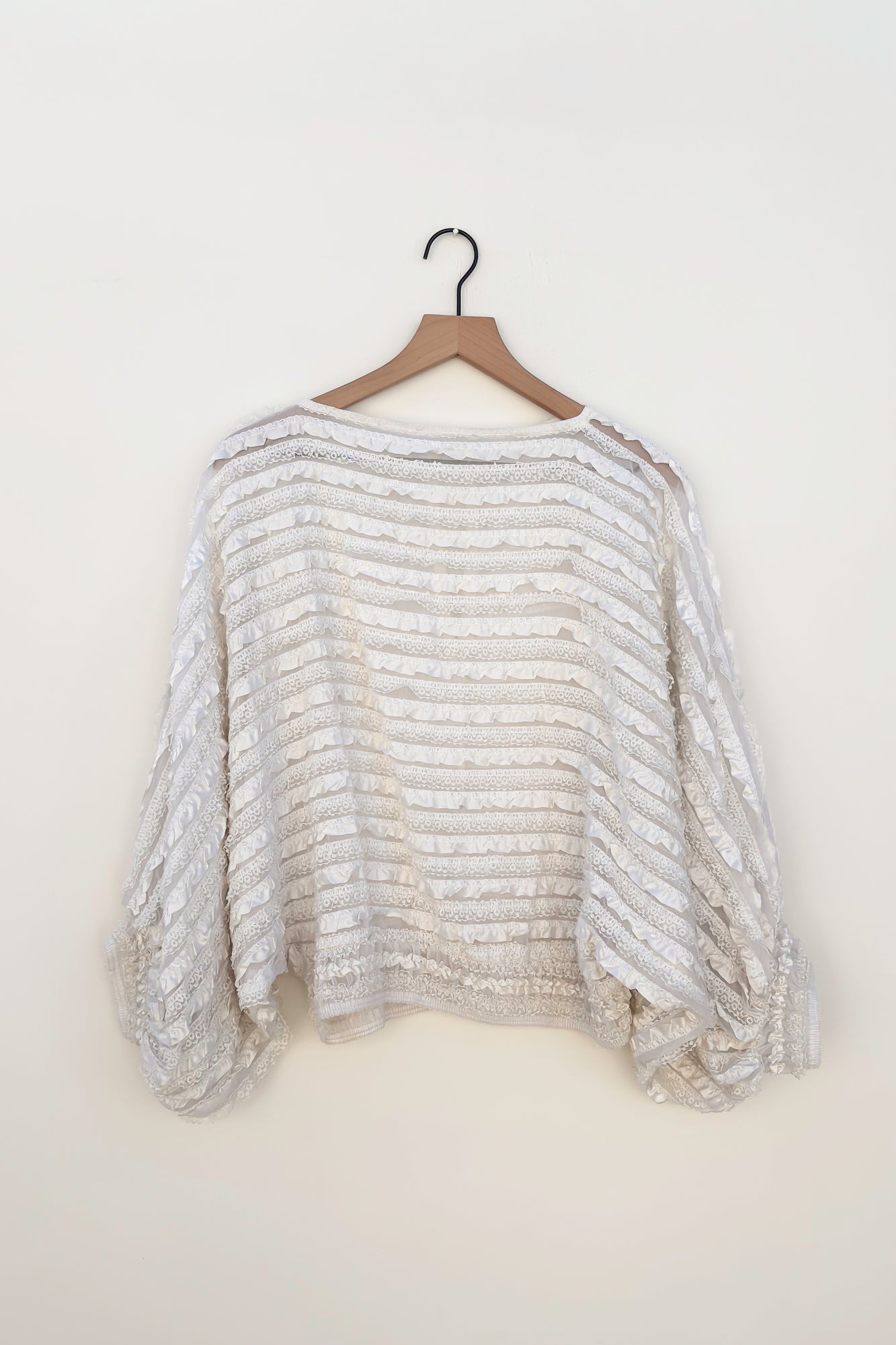 Vintage Ivory Lace Romantic Blouse, 70s Edwardian Victorian Angelic