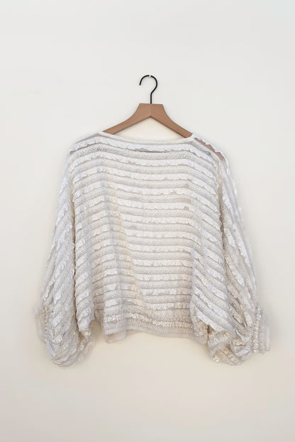 Vintage Ivory Lace Romantic Blouse, 70s Edwardian Victorian Angelic