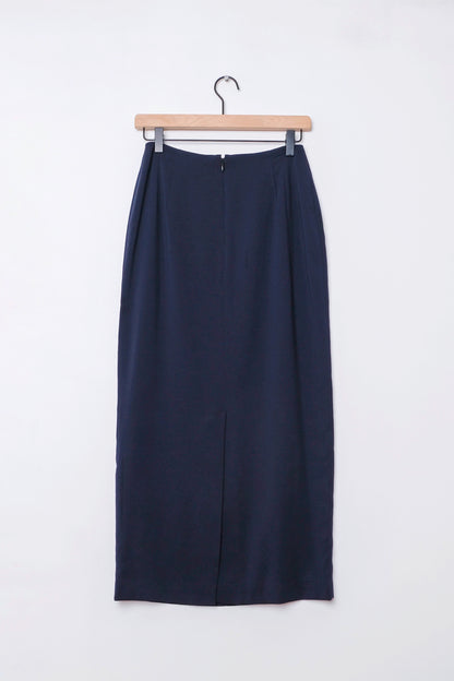 INC Minimalist Navy Blue Straight Maxi Skirt, US 2 Modern Clean Silky