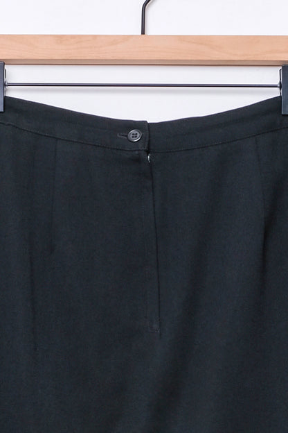 J'envie Modern Black Wool Pencil Skirt Front Overlay Slit US 10, 90's
