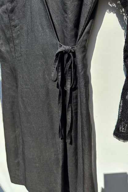 Jennifer Eden Black Linen & Lace Dress, 80's