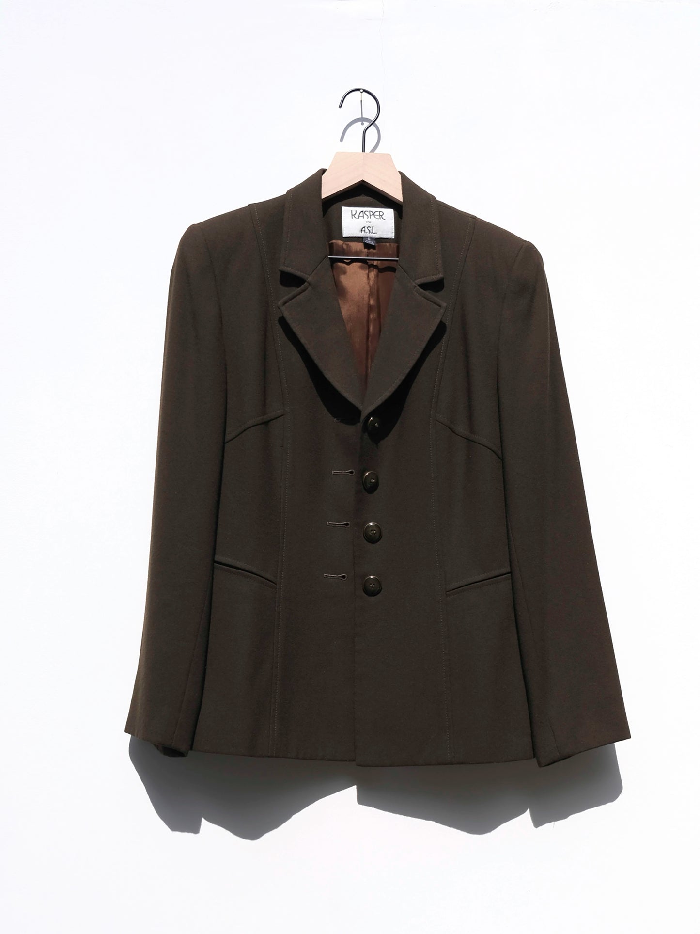 Kasper Olive Green Suit Jacket US 6, 90's Tailored