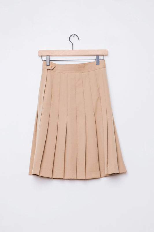 Harvé Benard Ltd Khaki Pleated Wool Skirt Schoolgirl US 4, 90's